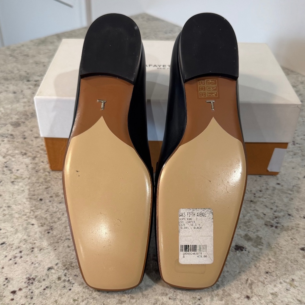 Lafayette 148 Eve Split Toe Black Leather Loafer - 8.5 - Picture 8 of 9